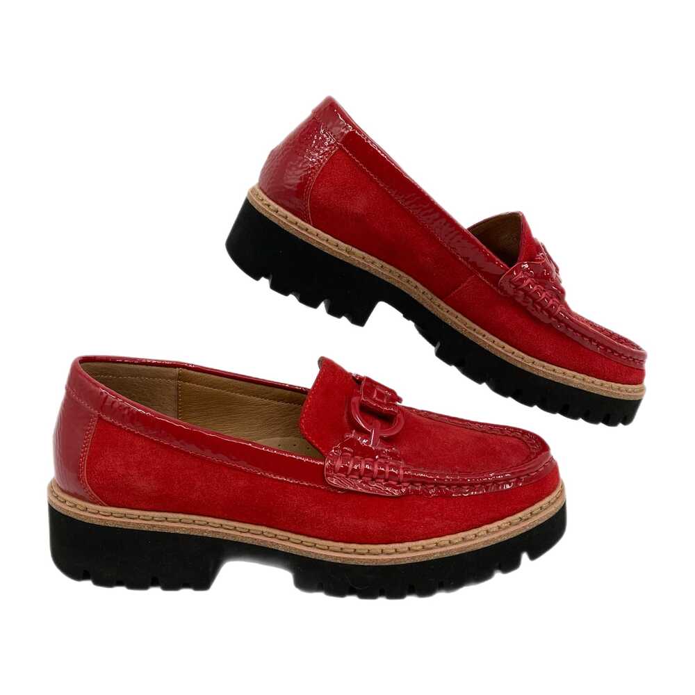 Donald J. Pliner Red Suede and Patent Leather Loafers | Size 5